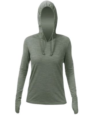 Anetik WSBRZH0 Women's Breeze Tech Hooded Long Sle in Dark olive heathered