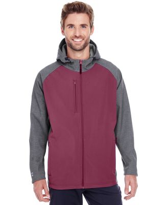 Holloway 229157 Raider Hooded Soft Shell Jacket in Carbon print/ maroon