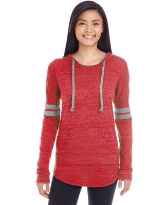 Holloway 229390 Women's Triblend Hooded Long Sleev in Vintage scarlet/ vintage grey