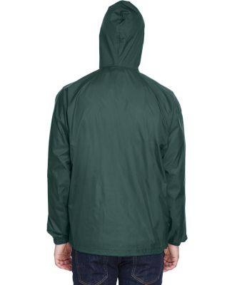 8925 UltraClub® Adult 1/4-Zip Hooded Nylon Pullov in Forest green