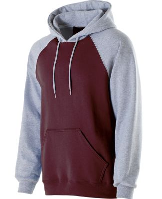 Holloway 229179 Athletic Fleece Banner Hooded Swea in Maroon/ athletic heather