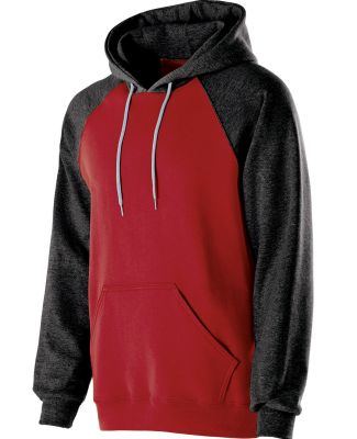Holloway 229179 Athletic Fleece Banner Hooded Swea in Red/ black