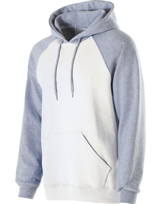 Holloway 229179 Athletic Fleece Banner Hooded Swea in White/ athletic heather