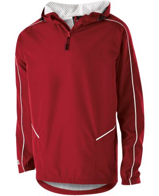 Holloway 229016 Wizard Hooded Quarter-Zip in Scarlet/ white