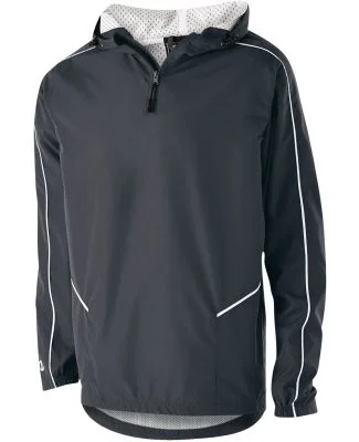 Holloway 229016 Wizard Hooded Quarter-Zip in Carbon/ white
