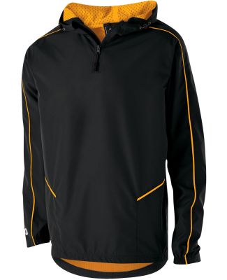 Holloway 229016 Wizard Hooded Quarter-Zip in Black/ light gold