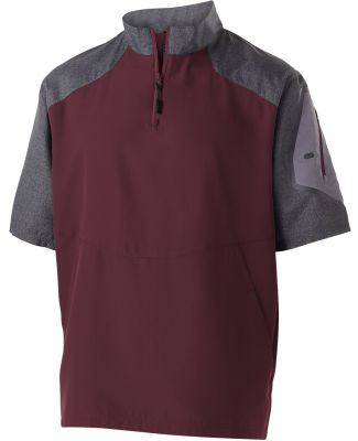 Holloway 229545 Raider Short Sleeve Quarter-Zip in Carbon print/ maroon