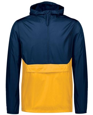 Holloway 229534 Packable Quarter-Zip Jacket in Navy/ gold