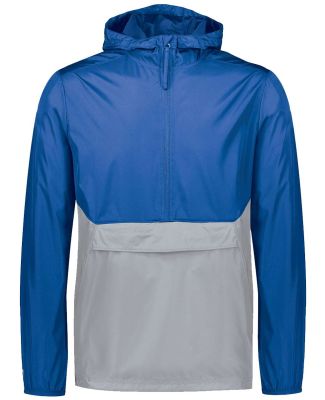 Holloway 229534 Packable Quarter-Zip Jacket in Royal/ athletic grey