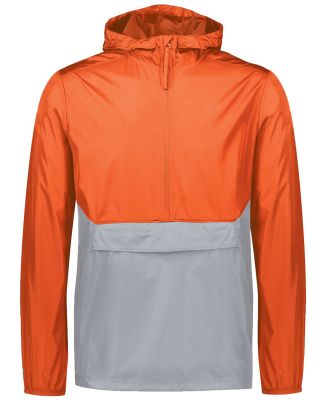 Holloway 229534 Packable Quarter-Zip Jacket in Orange/ athletic grey