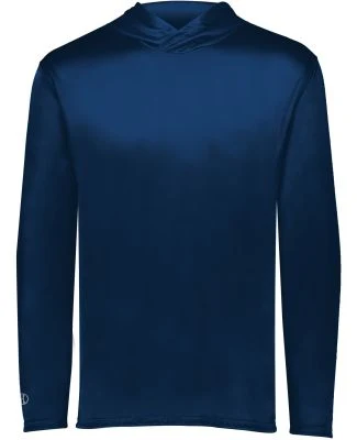Holloway 222830 Momentum Hooded Long Sleeve T-Shir in Navy
