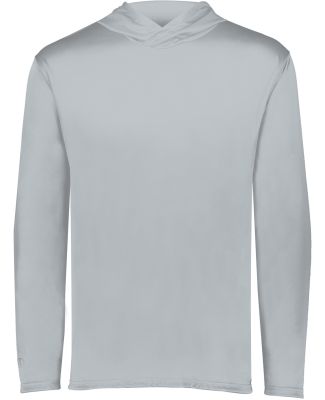 Holloway 222830 Momentum Hooded Long Sleeve T-Shir in Silver