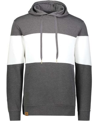 Holloway 229563 All-American Fleece Colorblocked H in Carbon heather/ white