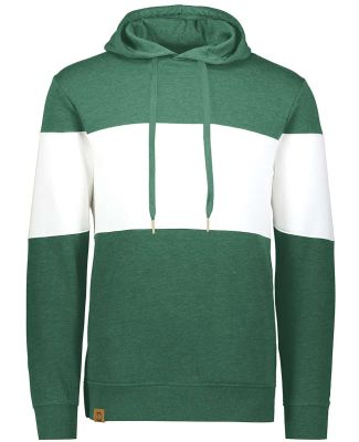 Holloway 229563 All-American Fleece Colorblocked H in Dark green heather/ white