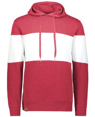 Holloway 229563 All-American Fleece Colorblocked H in Scarlet heather/ white