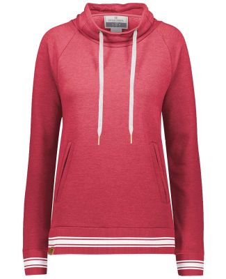 Holloway 229763 Women's All-American Fleece Funnel in Scarlet heather/ white