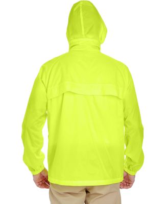 8929 UltraClub® Adult Hooded Nylon Zip-Front Pack in Bright yellow