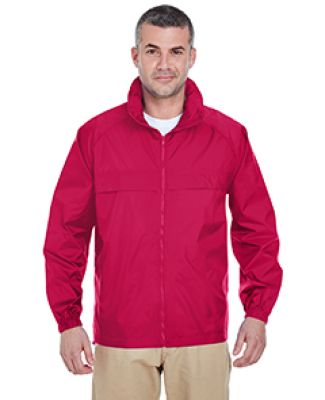 8929 UltraClub® Adult Hooded Nylon Zip-Front Pack in Red