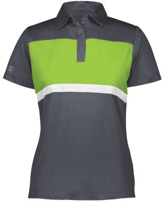 Holloway 222776 Women's Prism Bold Polo in Carbon/ lime