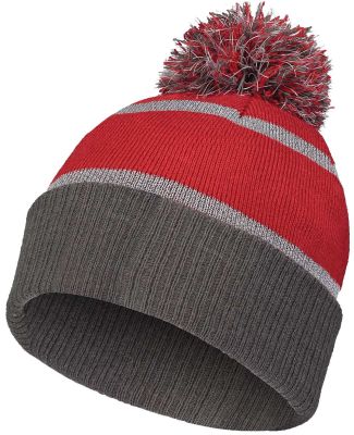 Holloway 223816 8 1/2" Reflective Knit Beanie in Scarlet/ carbon