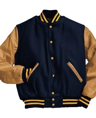 Holloway 224183 Varsity Wool Jacket in Dark navy/ light gold/ light gold