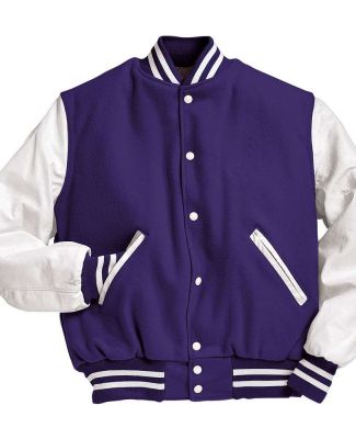 Holloway 224183 Varsity Wool Jacket in Purple/ white