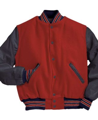Holloway 224183 Varsity Wool Jacket in Scarlet/ true navy/ white