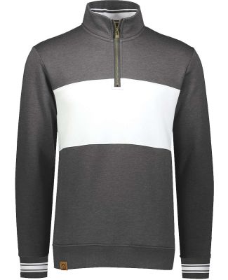 Holloway 229565 All-American Fleece Colorblocked Q in Carbon heather/ white