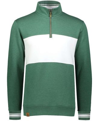 Holloway 229565 All-American Fleece Colorblocked Q in Dark green heather/ white
