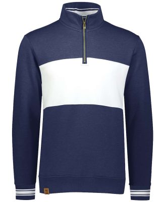 Holloway 229565 All-American Fleece Colorblocked Q in Navy heather/ white