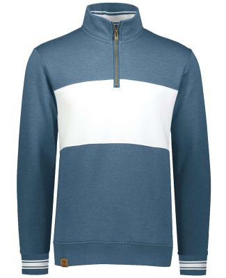 Holloway 229565 All-American Fleece Colorblocked Q in Storm heather/ white