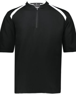 Holloway 229581 Clubhouse Short Sleeve Quarter-Zip in Black/ white