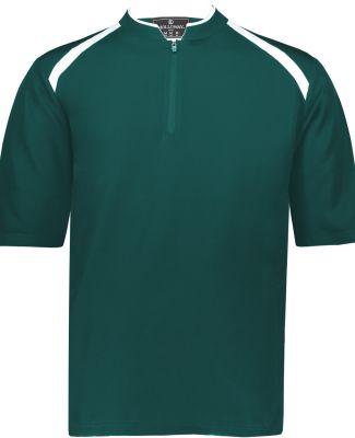 Holloway 229581 Clubhouse Short Sleeve Quarter-Zip in Dark green/ white