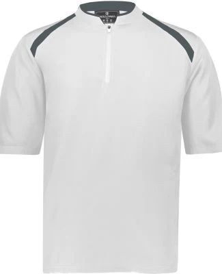 Holloway 229581 Clubhouse Short Sleeve Quarter-Zip in White/ graphite
