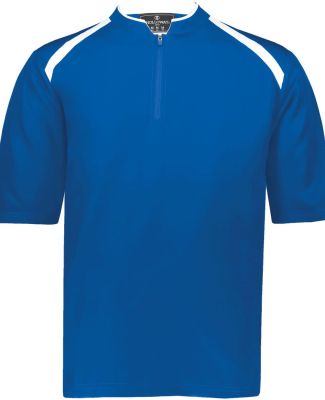 Holloway 229581 Clubhouse Short Sleeve Quarter-Zip in Royal/ white
