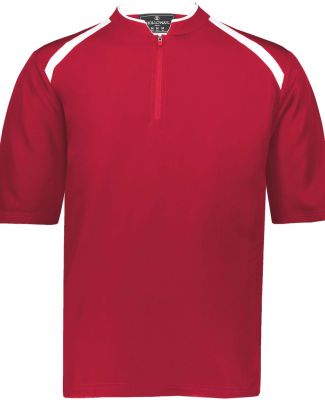 Holloway 229581 Clubhouse Short Sleeve Quarter-Zip in Scarlet/ white