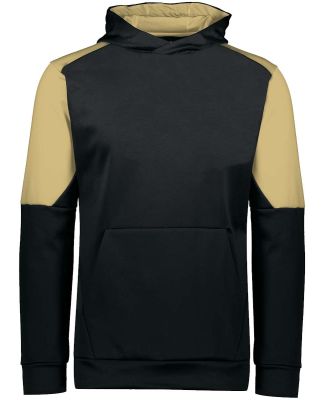 Holloway 222640 Youth Blue Chip Hooded Sweatshirt in Black/ vegas gold