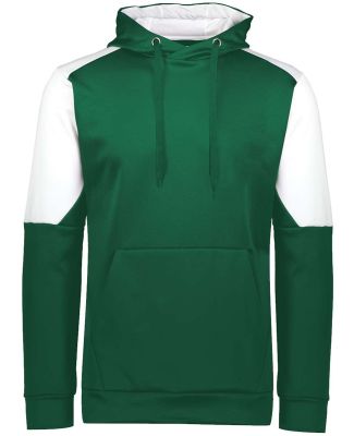 Holloway 222640 Youth Blue Chip Hooded Sweatshirt in Dark green/ white