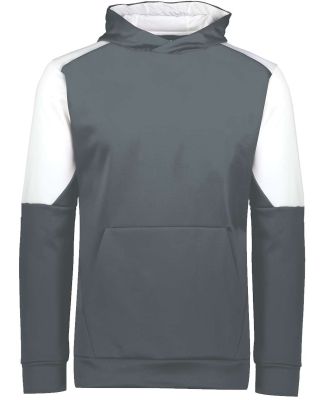 Holloway 222640 Youth Blue Chip Hooded Sweatshirt in Iron/ white