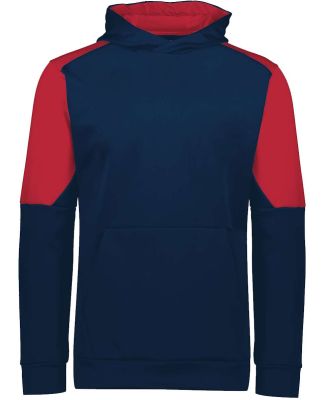Holloway 222640 Youth Blue Chip Hooded Sweatshirt in Navy/ scarlet