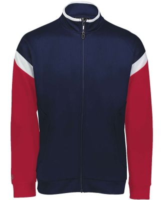 Holloway 229679 Youth Limitless Full-Zip Jacket in Navy/ white/ scarlet