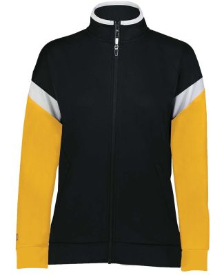 Holloway 229779 Women's Limitless Full-Zip Jacket in Black/ white/ gold