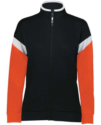 Holloway 229779 Women's Limitless Full-Zip Jacket in Black/ white/ orange