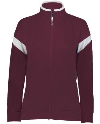 Holloway 229779 Women's Limitless Full-Zip Jacket in Maroon/ white/ maroon