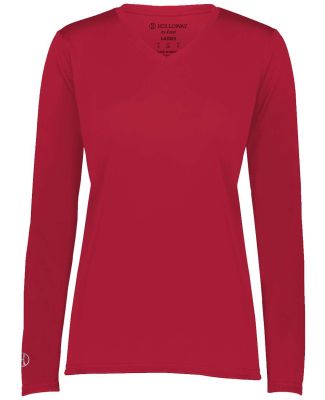 Holloway 222824 Women's Momentum Long Sleeve V-Nec in Scarlet