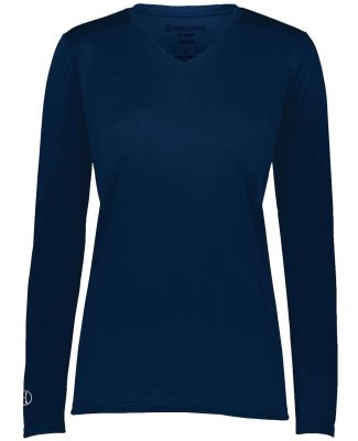 Holloway 222824 Women's Momentum Long Sleeve V-Nec in Navy
