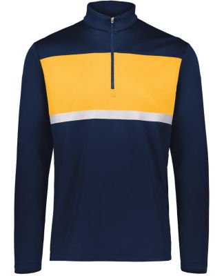 Holloway 222591 Prism Bold Quarter-Zip Pullover in Navy/ gold