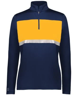 Holloway 222791 Women's Prism Bold Quarter-Zip Pul in Navy/ gold