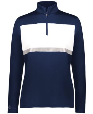 Holloway 222791 Women's Prism Bold Quarter-Zip Pul in Navy/ white