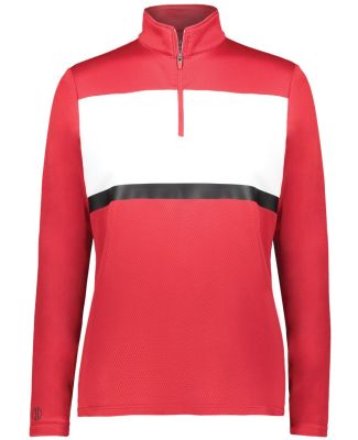 Holloway 222791 Women's Prism Bold Quarter-Zip Pul in Scarlet/ white